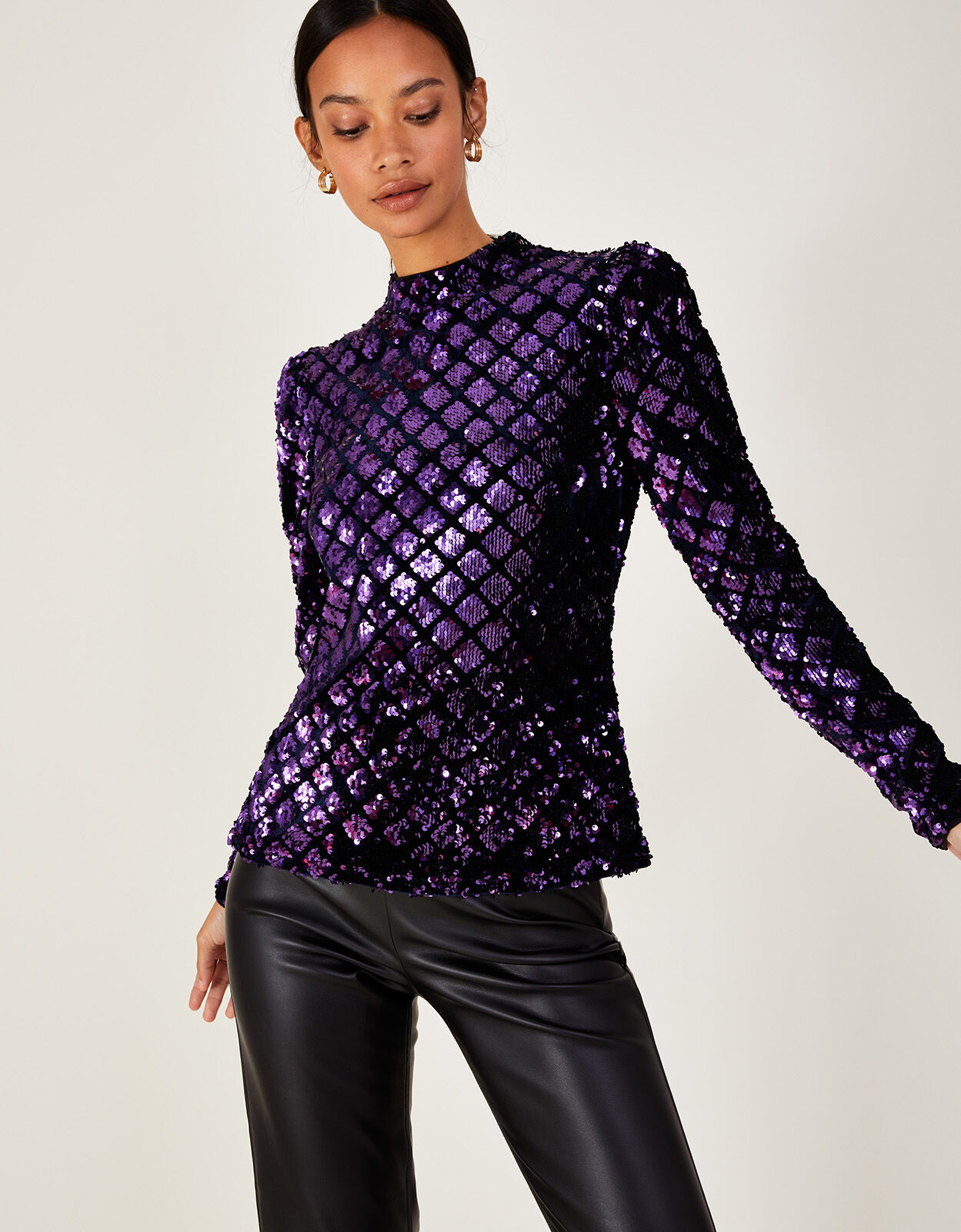 Cindy Sequin Top Purple
