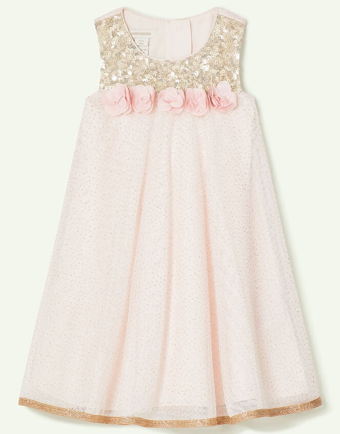 Baby Petal Sequin Swing Dress, Pink (PINK), large