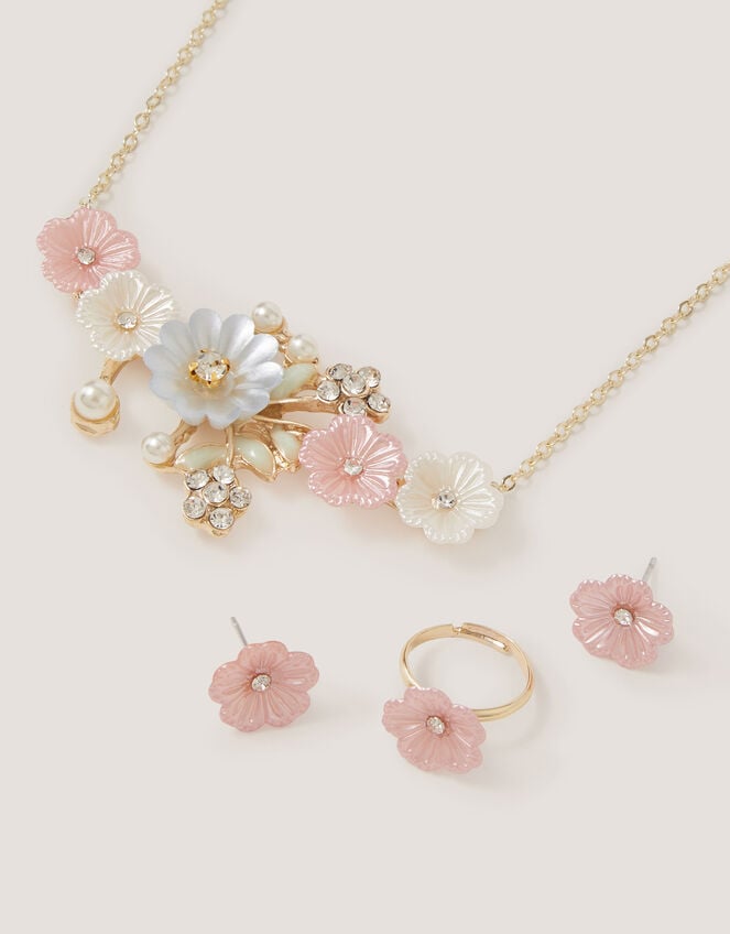 Pearly Flower Jewellery Set, , large