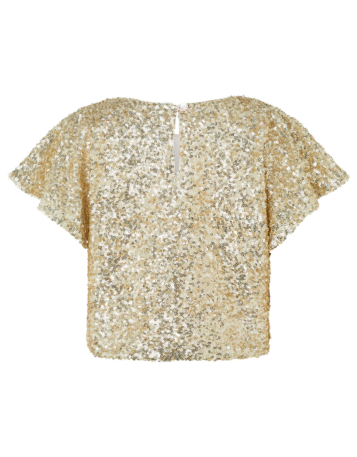 Dawn Sequin Flutter Sleeve Top