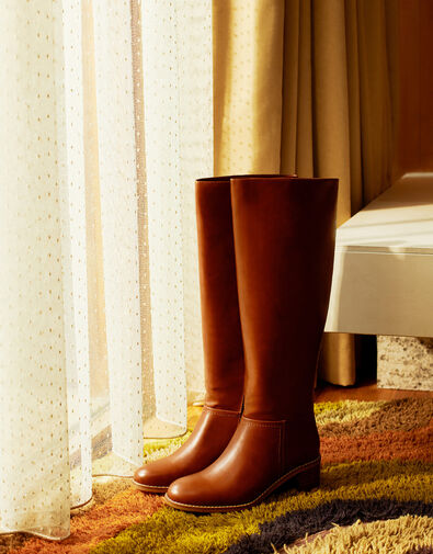 Knee-High Boots, Tan (TAN), large
