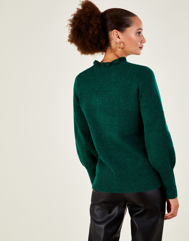 Velvet Star Jumper with Recycled Polyester, Green (GREEN), large