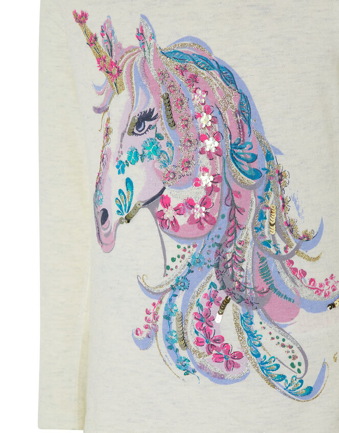 Unicorn Long-Sleeved T-shirt in Organic Cotton, Camel (OATMEAL), large