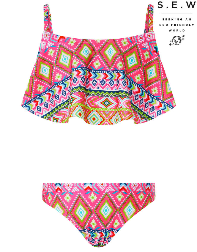 Xena Geo Print Bikini Set with Recycled Polyester, Pink (PINK), large