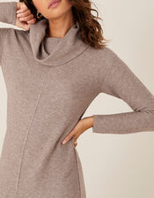 Cali Cowl Neck Knit Dress, Brown (MOCHA), large