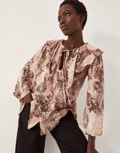 Synthia Snake Print Blouse, Pink (BLUSH), large