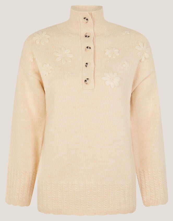 Em Floral Embroidered Knit Jumper, Ivory (IVORY), large