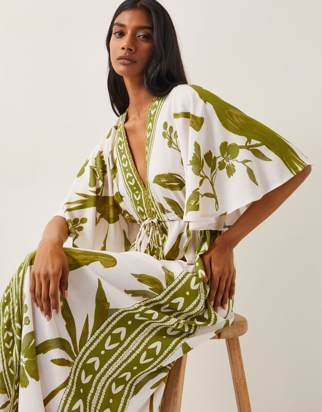 Isla Tropical Print Maxi Dress, Green (GREEN), large