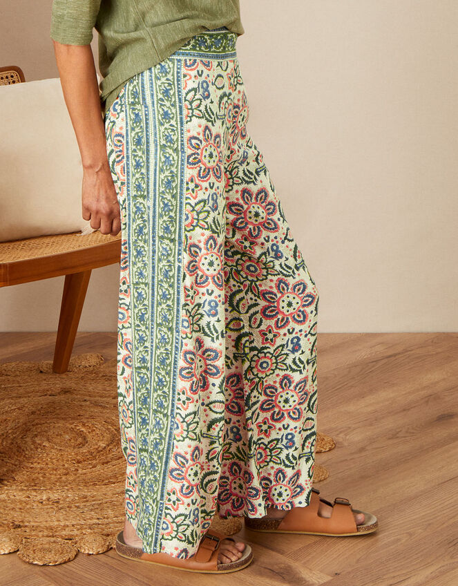ARTISAN STUDIO Floral Print Trousers, Ivory (IVORY), large