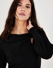 Side Knot Twist Dress with LENZING™ ECOVERO™, Black (BLACK), large