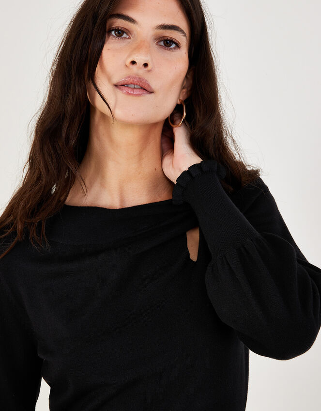 Side Knot Twist Dress with LENZING™ ECOVERO™, Black (BLACK), large