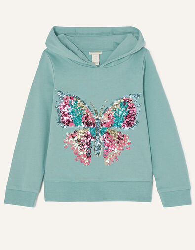 Sequin Butterfly Hoodie Green, Green (GREEN), large