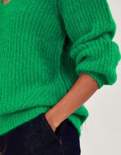 V-Neck Jumper, Green (GREEN), large