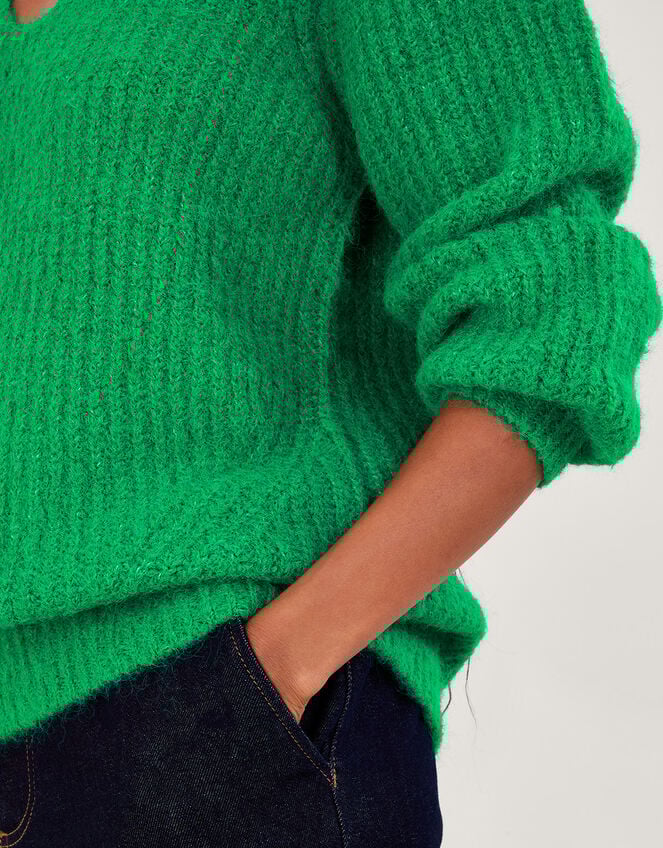 V-Neck Jumper, Green (GREEN), large