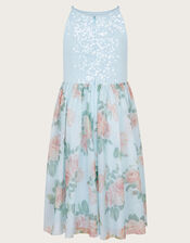 Truth Sequin Floral Tulle Dress, Blue (BLUE), large