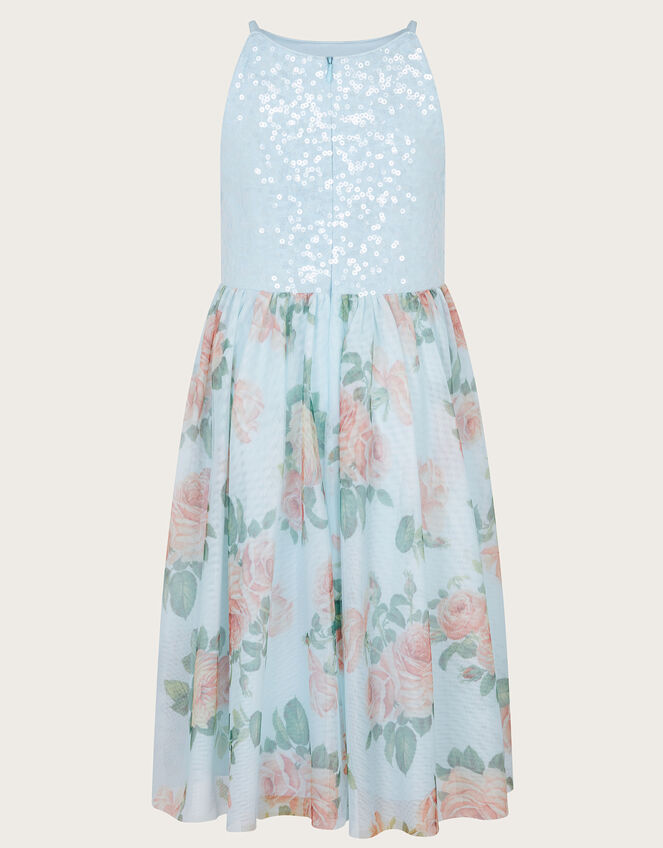 Truth Sequin Floral Tulle Dress, Blue (BLUE), large