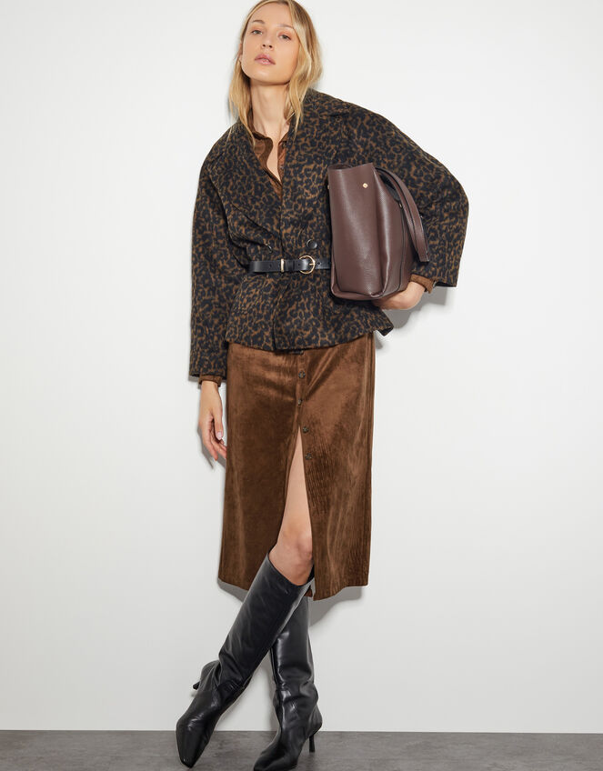 Amber Suedette Midi Dress, Brown (BROWN), large