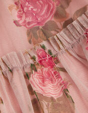 Guilia Flutter Sleeve Floral Tulle Dress, Pink (PINK), large