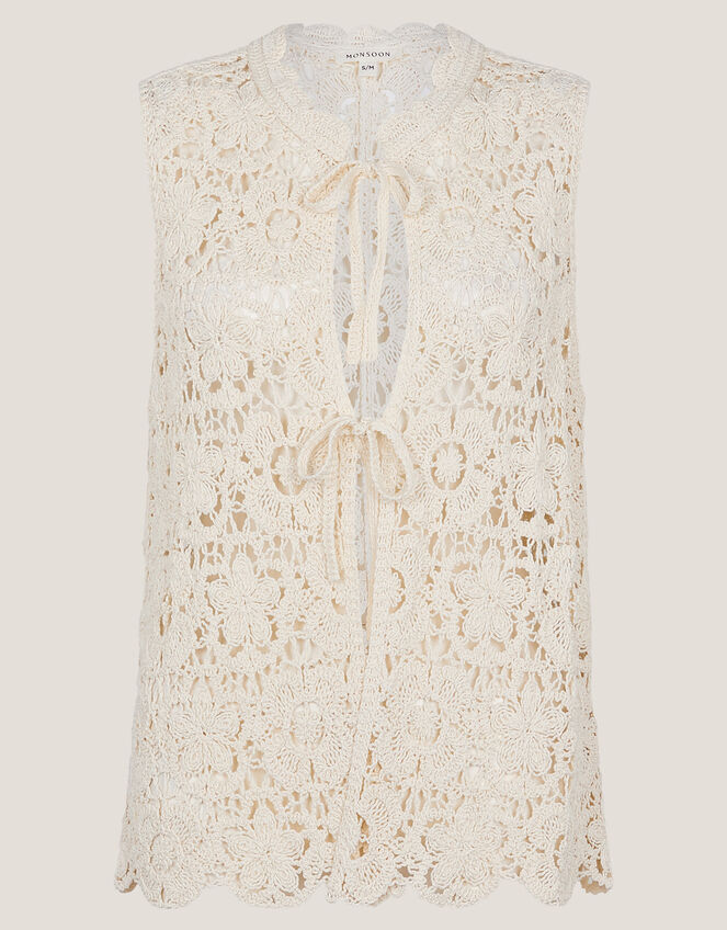 Ren Crochet Waistcoat, Ivory (IVORY), large