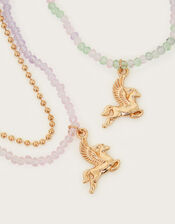 Beaded Unicorn Pendant Necklace and Bracelet Set, , large
