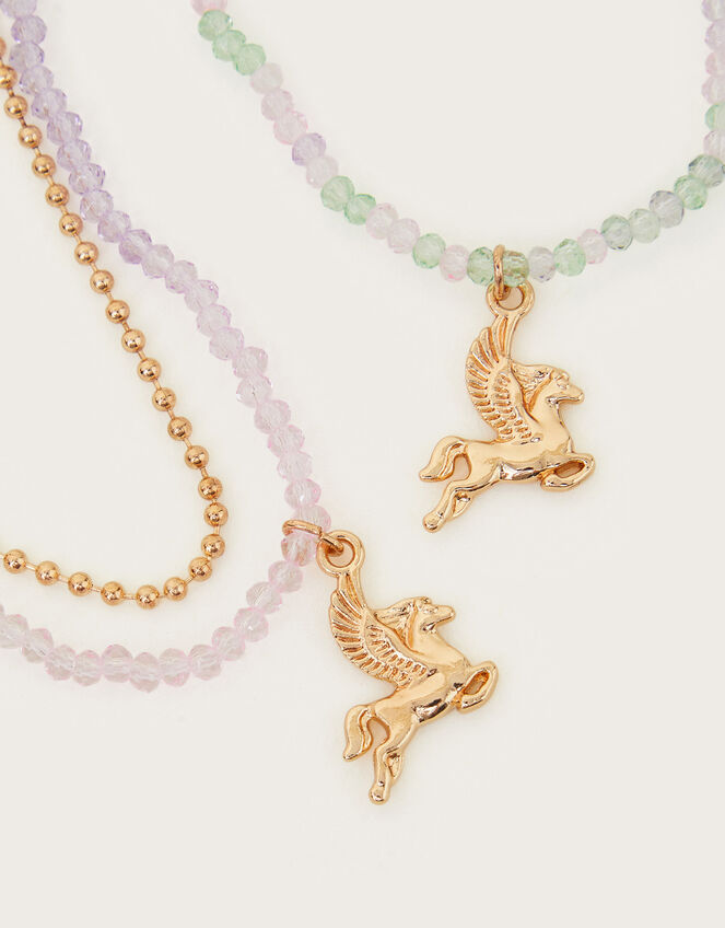 Beaded Unicorn Pendant Necklace and Bracelet Set, , large