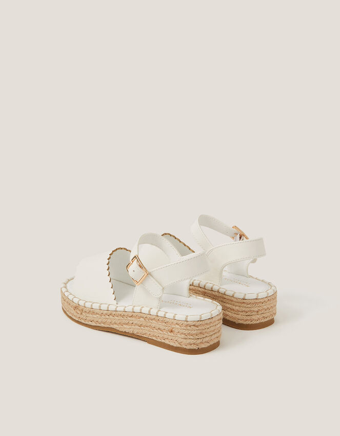 Scallop Espadrille Sandals, White (WHITE), large