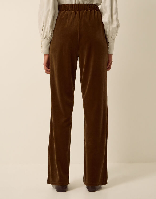 Mila Velvet Straight Leg Trousers, Green (KHAKI), large