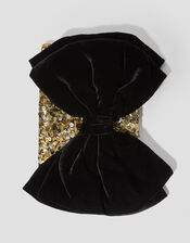 Bella Bow Embellished Clutch Bag, Gold (GOLD), large