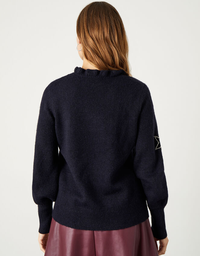 Velvet Star Sequin Jumper, Blue (NAVY), large