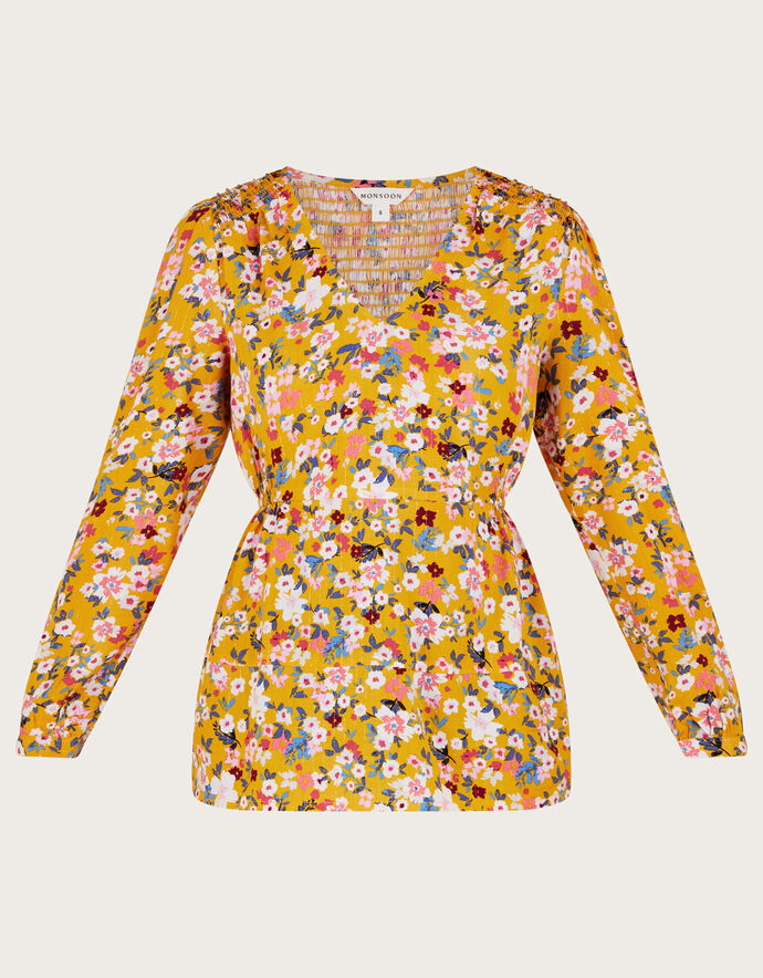 Ditsy Floral Top Yellow Tops & Tshirts Monsoon UK.