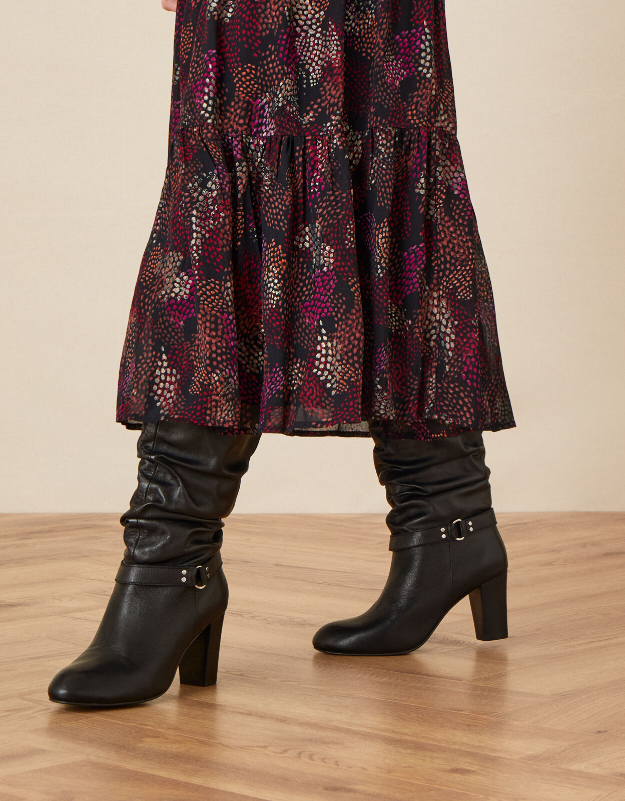 Ladies leather slouch boots uk on sale
