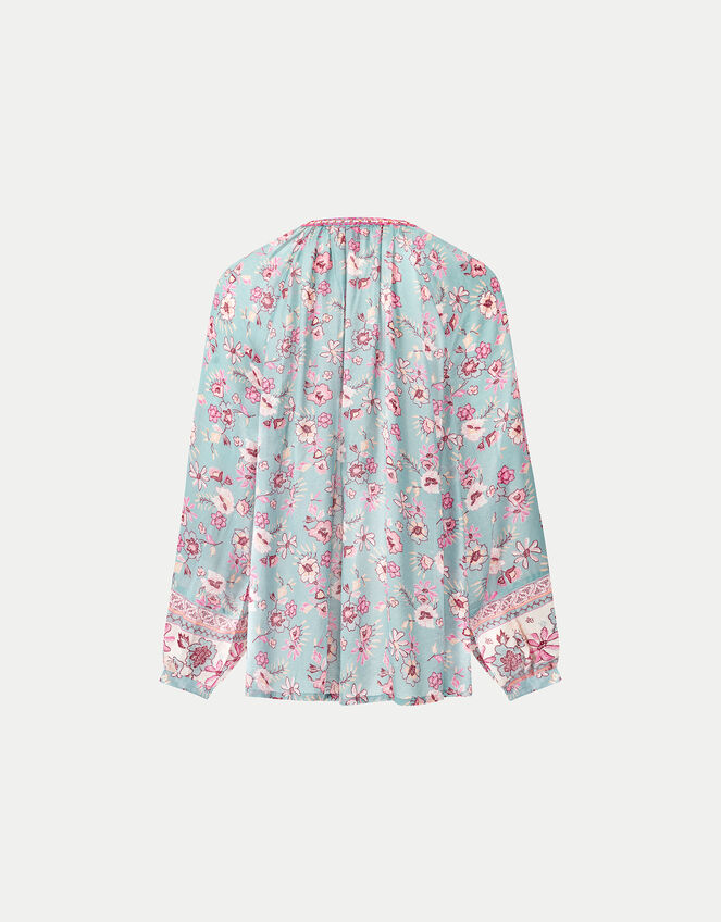 East Clementine Embroidered Floral Blouse, Green (MINT), large