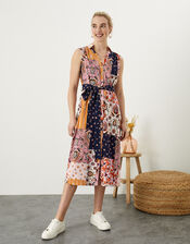 Patch Print Button Through Dress, Multi (MULTI), large