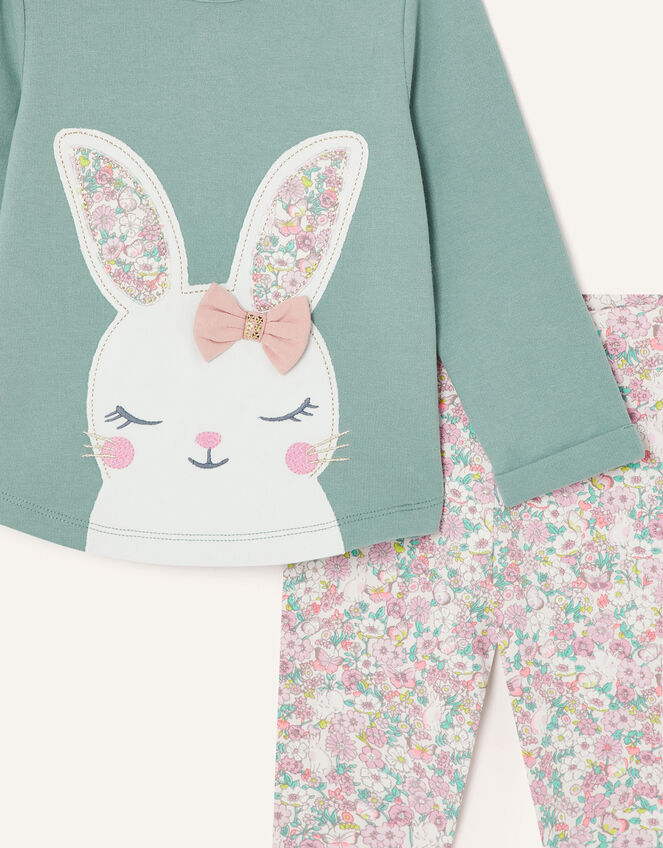 Baby Bunny Floral Top and Legging Set, Blue (AQUA), large