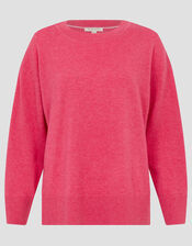 Cindy Cashmere Crewneck Sweater, Pink (PINK), large