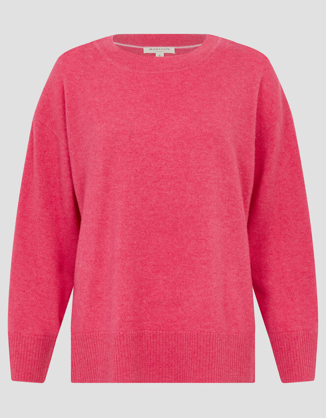 Cindy Cashmere Crewneck Sweater, Pink (PINK), large