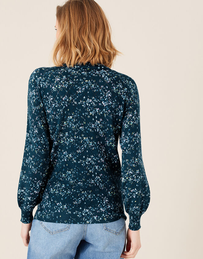 Pointelle Floral Jumper, Blue (BLUE), large