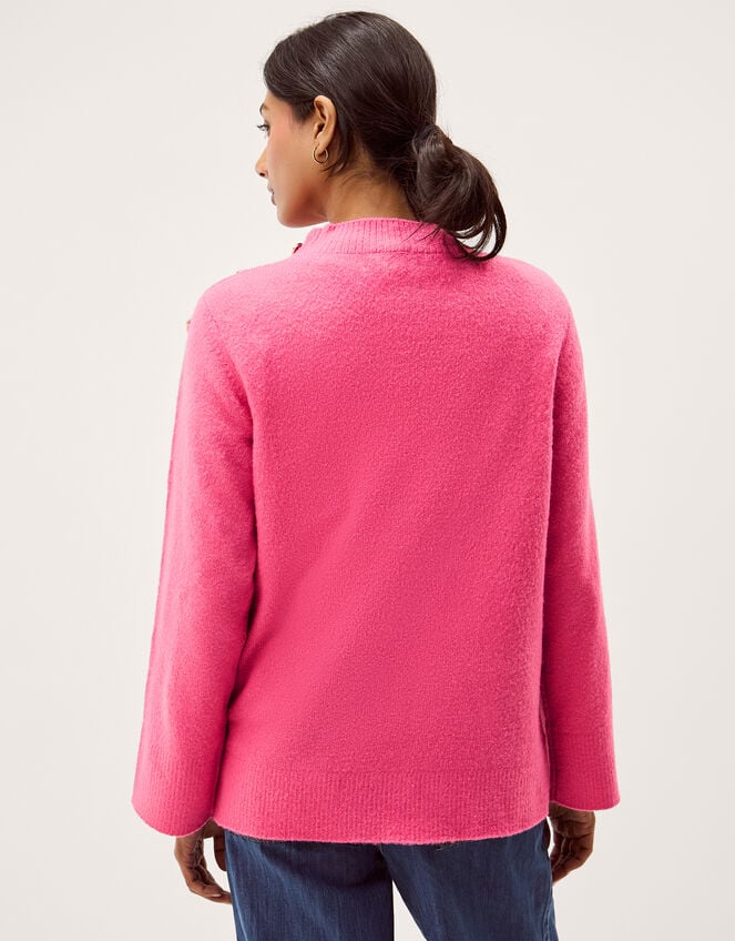 Breda Funnel Neck Button Jumper, Pink (PINK), large