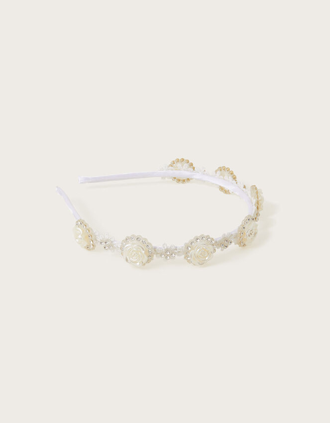 Diana Diamante Flower Headband, , large
