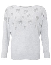 Heart Hotfix Gem Jumper with Sustainable Viscose, Grey (GREY MARL), large