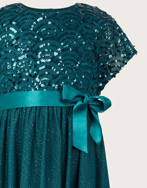 Truth Cape Sleeve Deco Sequin Dress, Teal (TEAL), large