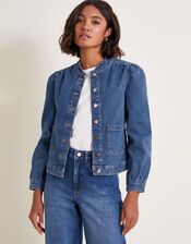 Louisa Frill Denim Jacket, Blue (DENIM BLUE), large