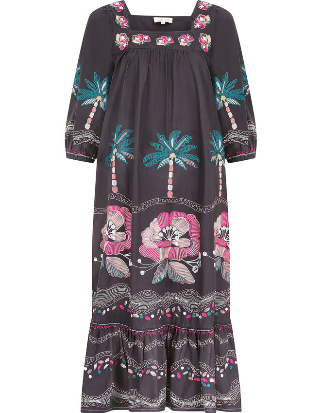 East Zarella Embroidered Dress, Grey (CHARCOAL), large