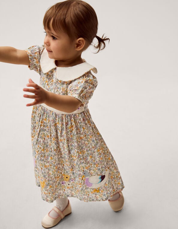 Baby Darcie Duck Smocked Dress & Knickers Set, Yellow (YELLOW), large