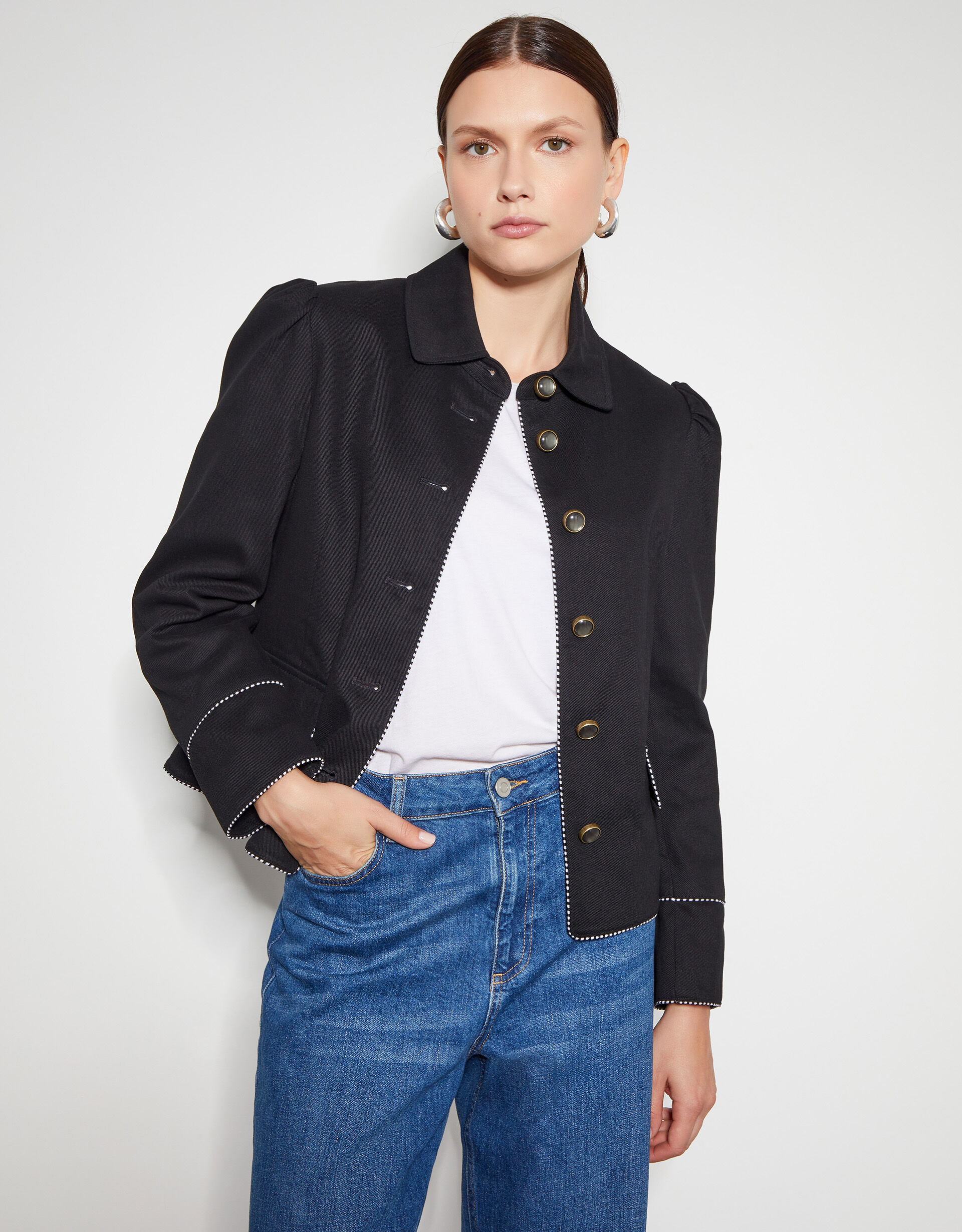 Black cut up jean jacket cheap