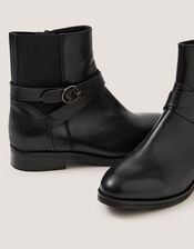 Elie Leather Ankle Boots, Black (BLACK), large