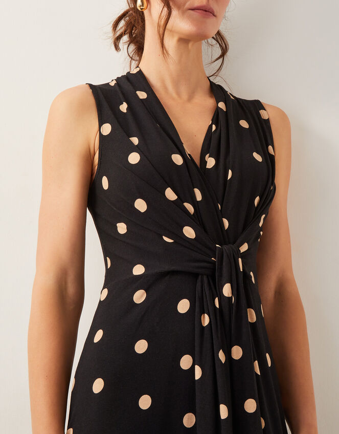 Sareesha Polka Dot Midi Dress, Black (BLACK), large