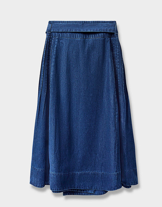 East Marion Denim Wrap Embroidered Skirt, Blue (DENIM), large