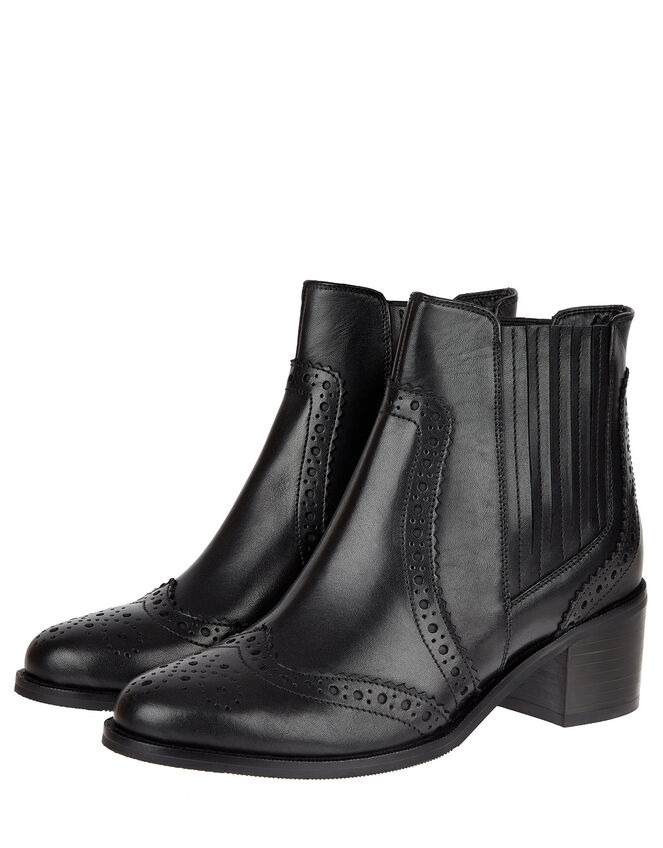 Brogue Leather Ankle Boots Black | Women's Shoes | Monsoon UK.