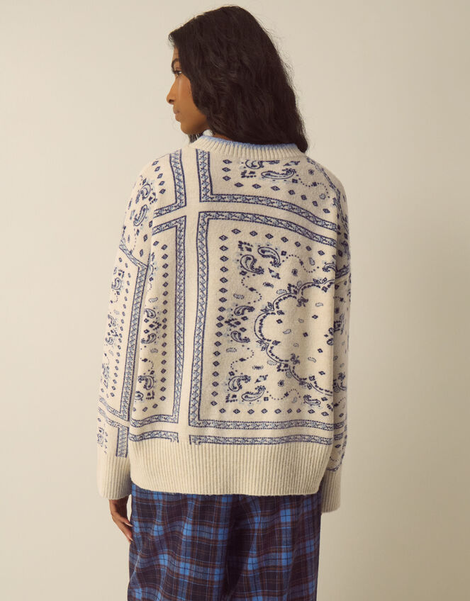Gigi Paisley Print Crew Neck Jumper, Ivory (IVORY), large